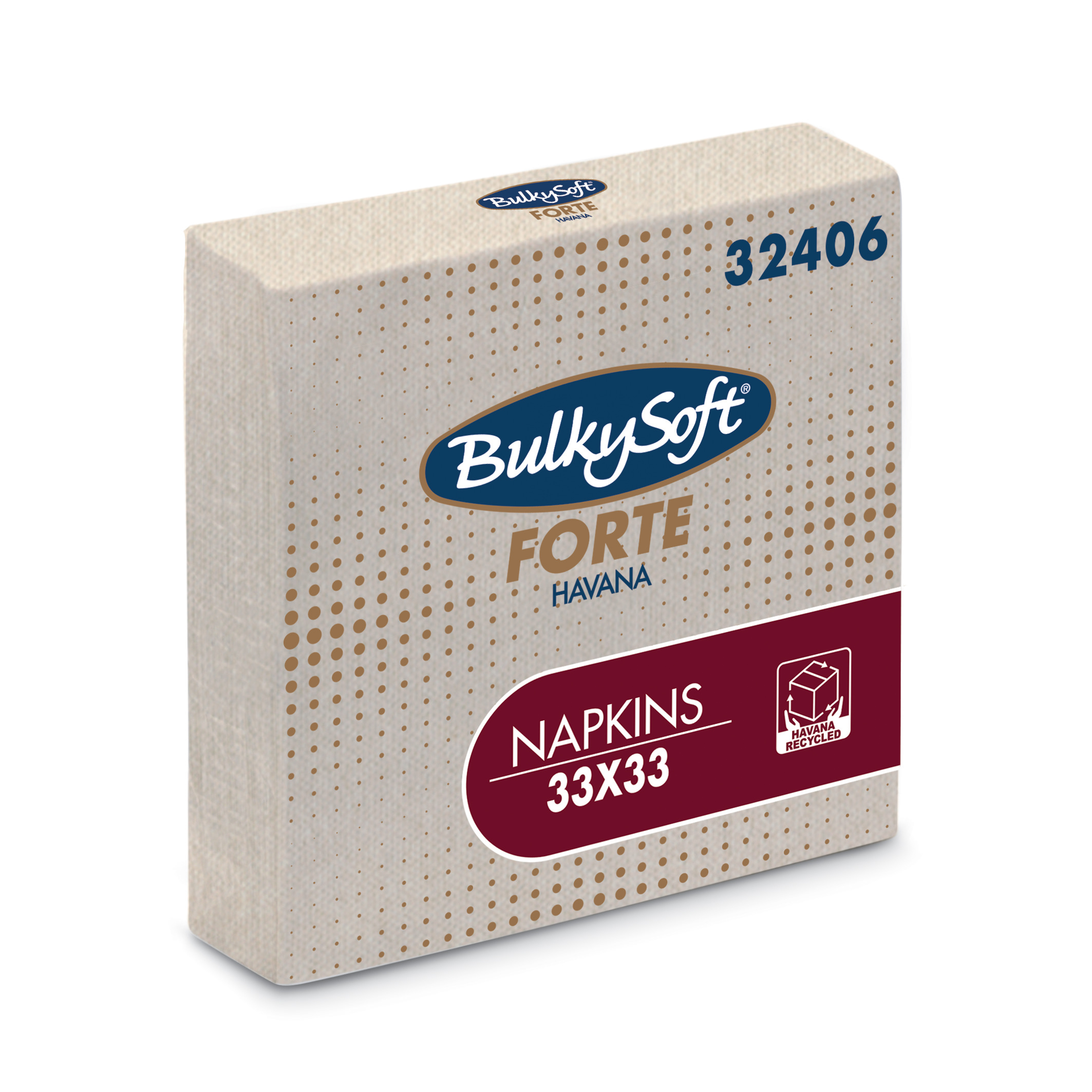 Bulkysoft Forte Havana ECO papīra salvetes 33/2/100, dabiski brūnas