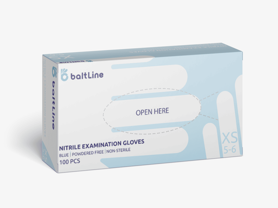 BaltLine nitrila cimdi XS izmērs 100 gab., zili, nepūderēti