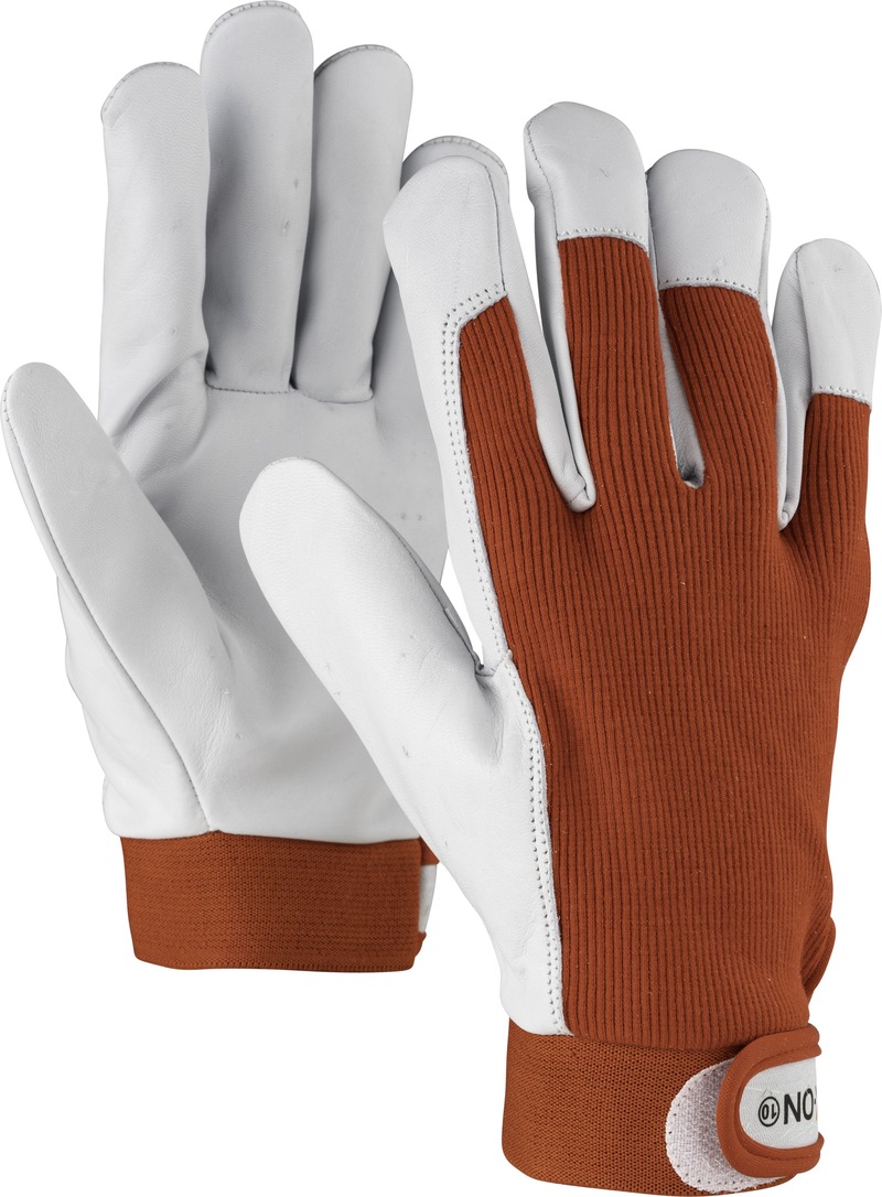 OX-ON Worker Basic velcro ādas darba cimdi sarkani CE 09 izm.