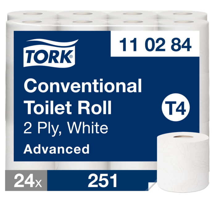 Tork Advanced T4 tualetes papīrs 2 kārtas, 31,4m, 24 ruļļi, balts, 248 loksnes